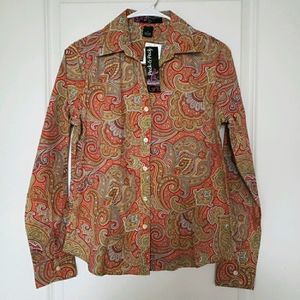 Peck & Peck Button up paisley blouse